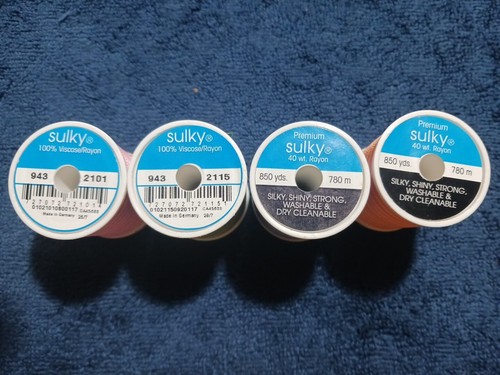 Set Of (4) Sulky 40 Wt Rayon 850 Yds 780 M Embroidery Thread Pink, Green, Blue, - Picture 2 of 4