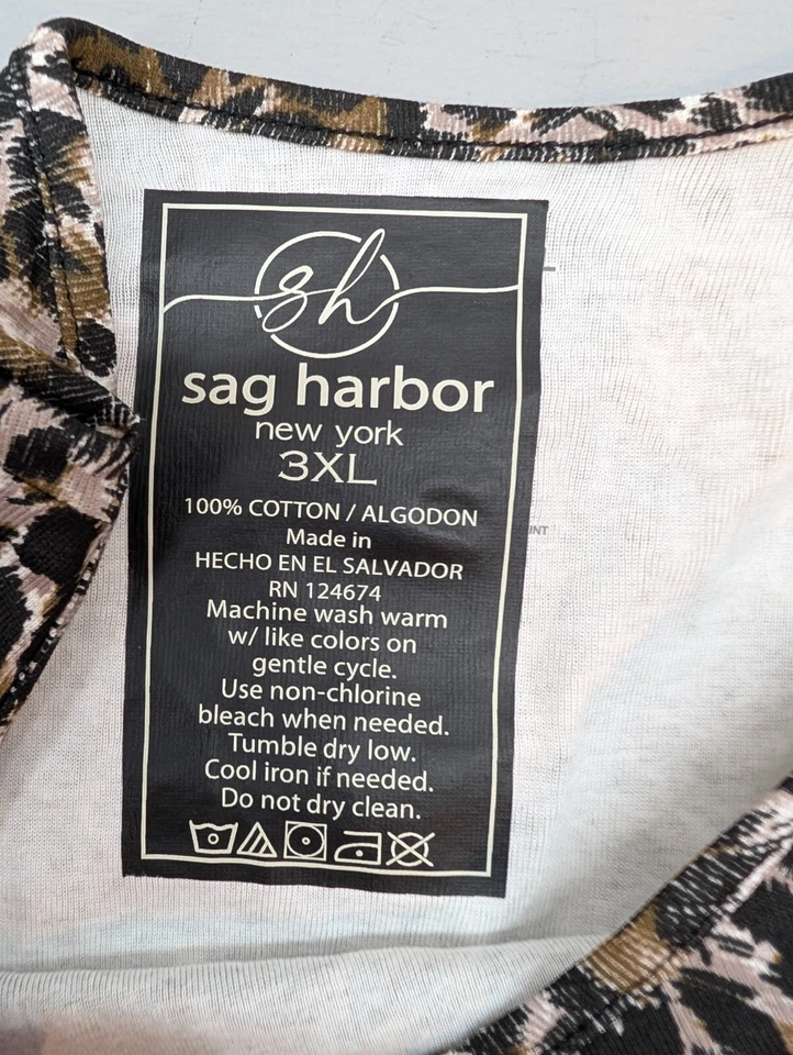 Blusa para mujer Sag Harbor New York 3XL estampado animal leopardo top algodón boho chic Foto 2 de 4
