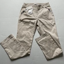 Kinloch Anderson Pants Womens 36 Khaki Paid Flip Cuff Textured Lightweight NWT