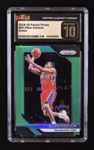 Allen Iverson 2018-19 Panini Prizm Prizms Green #45 (CGC 10)