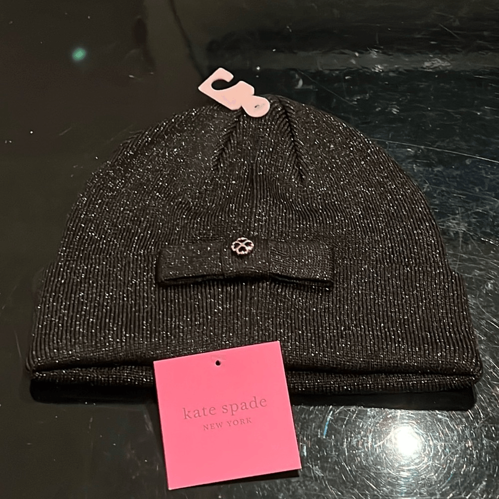 NWT Kate Spade metallic beanie black | eBay