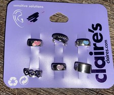 Claire s Pink Blue Heart Silver Ear Cuff Set Jewelry Birthday Valentine s Day Nw