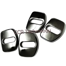 4pcs Polished Black Stainless Door Latch Striker Cover Fits 17-22 XT4 XT5 XT6