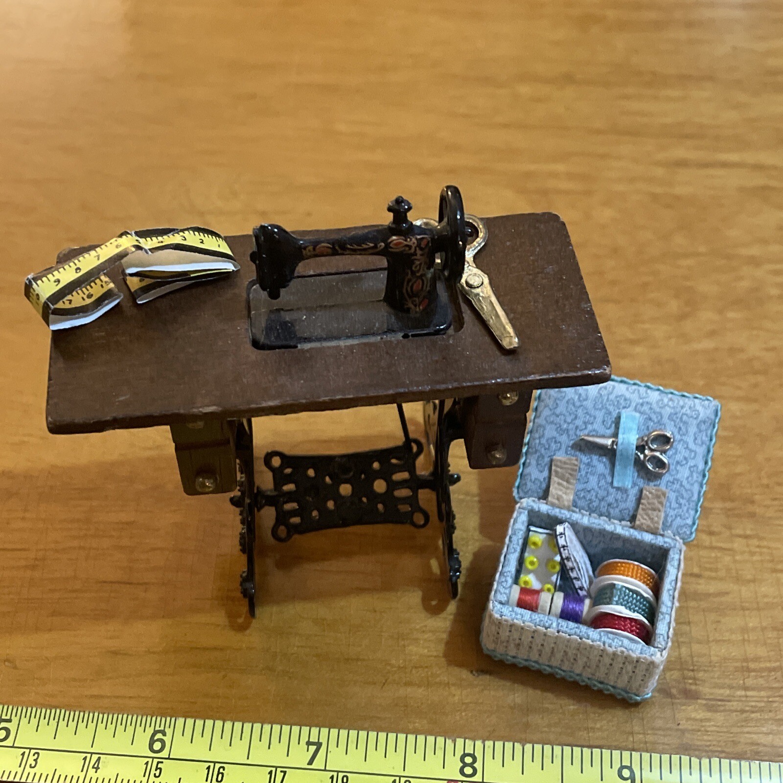 Vintage Dolls House Sewing Machine Table Cotton Reels Etc CD eBay