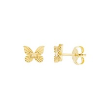 Butterfly Stud Earrings Real 14K Solid Gold Dainty Small Ear Studs Women Girls