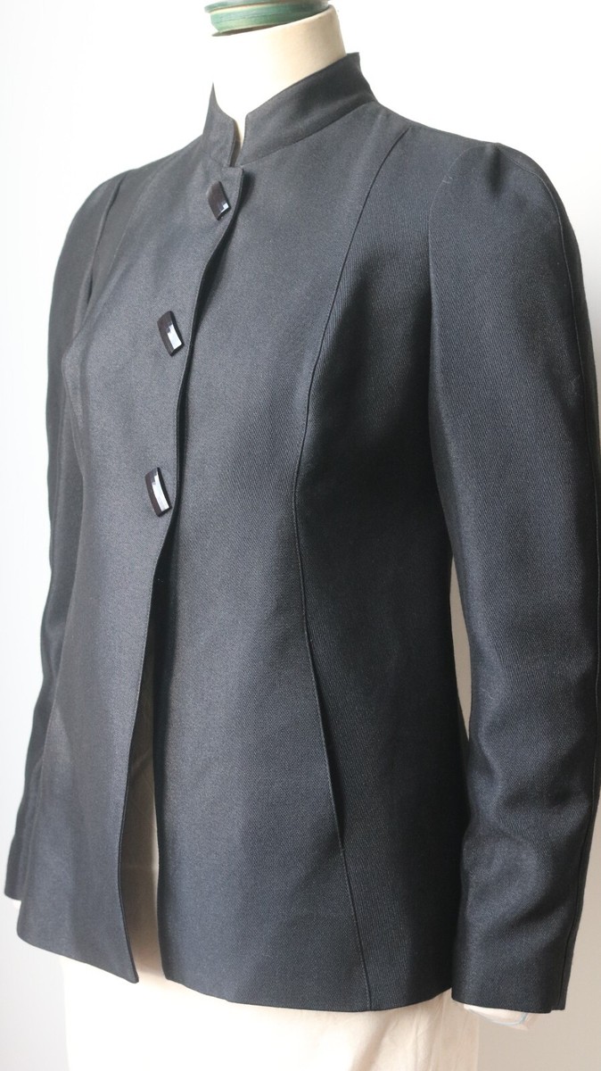 Blazer Thierry Mugler noir vintage couture, col mao, single