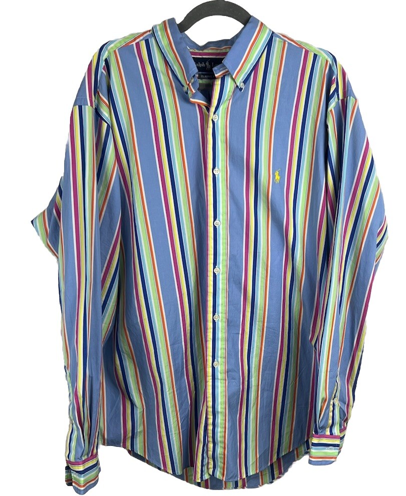 Polo Ralph Lauren Mens Shirt XL Colorful Striped Classic Fit 