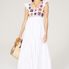 Embroidered White Maxi Dress