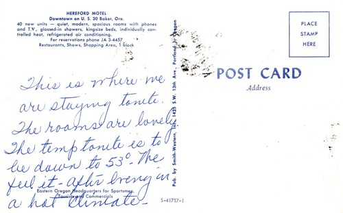 Postcard Hereford Motel Baker Oregon - Imagen 2 de 2
