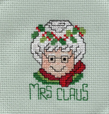MRS. SANTA CLAUS-Finished Cross Stitch make an Ornament