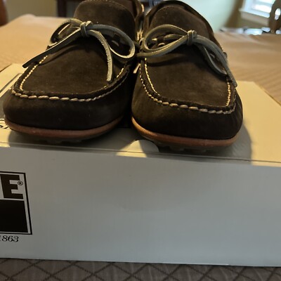 Frye Men’s Brown Russell-Tie Driver Loafers Frye Tie Suede Driving Loafers Brown Suede Excellent Cond  main image 2