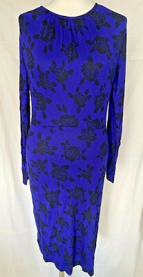 Adini Viscose Lycra long sleeve dress empire line keyhole and button back neckXL