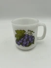 Vintage Grapes Design Glasbake Coffee Cup Mug Milk Glass Fruit 50’s