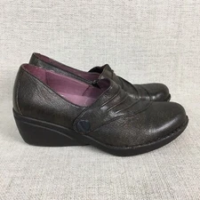Dansko Clogs Womens 37 US 6.5 - 7 Aimee Wedge Brown Leather Shoes Comfort