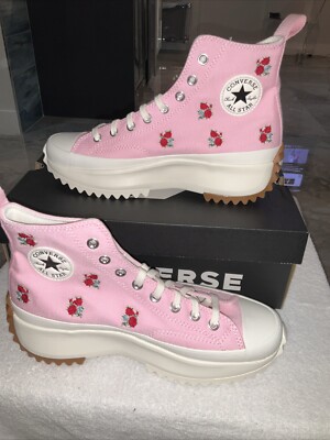  Converse Women Shoes 11 Run Star Hike Platform Hi Sneakers Pink Roses A05192C
