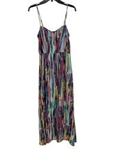 Jack by BB Dakota Dress Womens 0 Multicolor Artsy Sleeveless Chiffon Lined Maxi