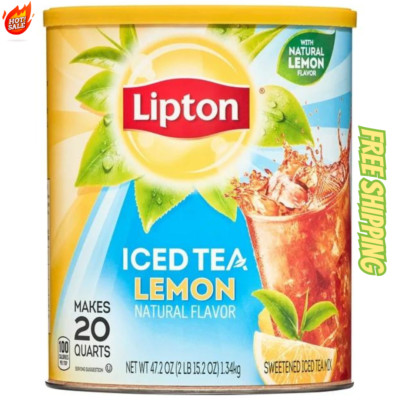 Lipton Iced Tea Mix Black Tea , Lemon, Caffeinated Sweetened with Real 20 Quarts