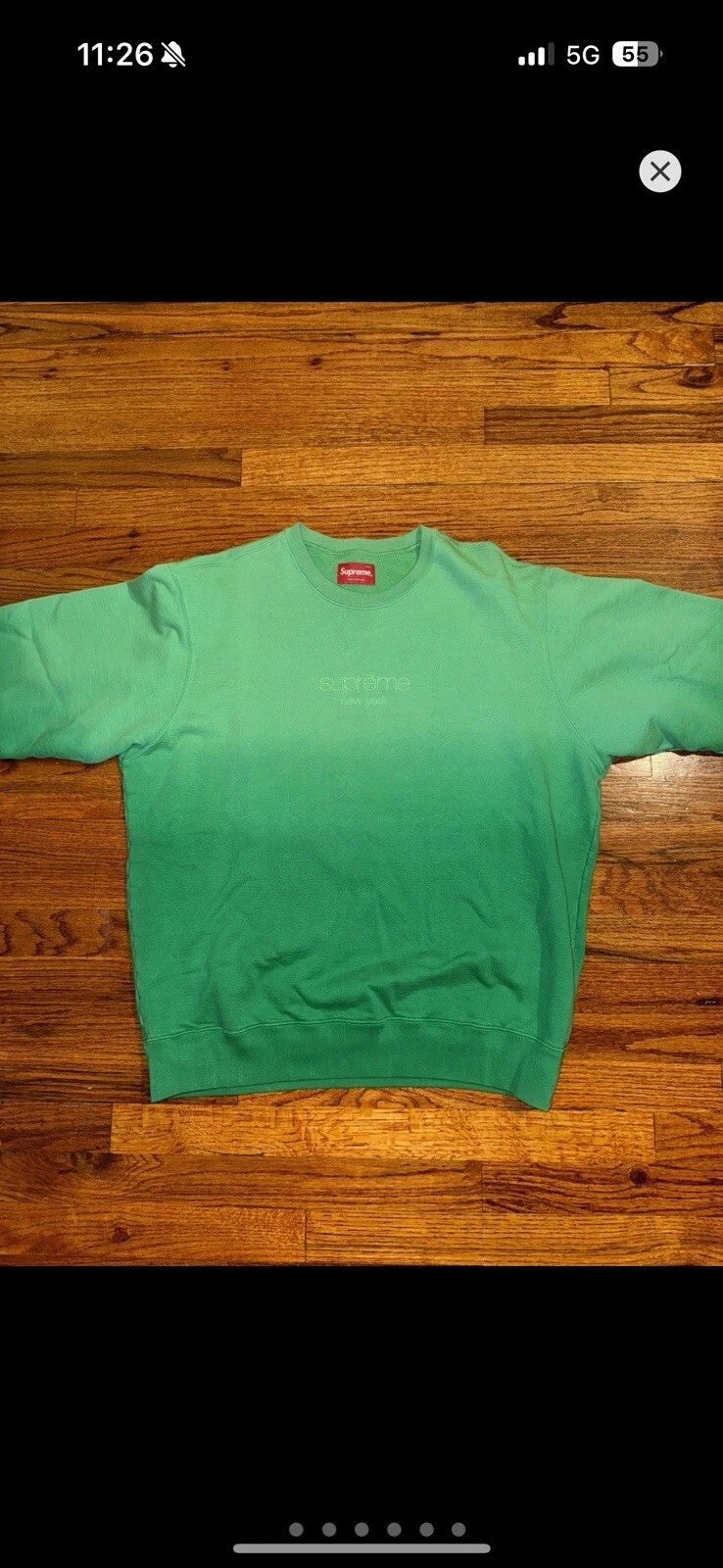Sweat col rond vert trempé Supreme taille L SS19 NDS