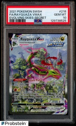 2021 Pokemon SWSH Evolving Skies Secret #218 FA Rayquaza VMAX PSA 10
