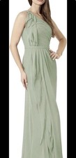 Azazie Sharon One-Shoulder Chiffon Dress Dusty Sage Sleeveless size A10 