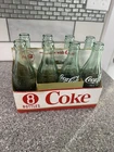 Vintage Antique Coke Coca Cola 1940’s-1950’s Soda Pop 8 Green Glass Bottles Cart