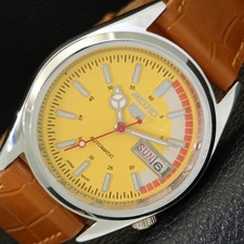 VINTAGE REFURBISHED SEIKO 5 AUTOMATIC 6309A JAPAN MENS YELLOW WATCH a441102-1