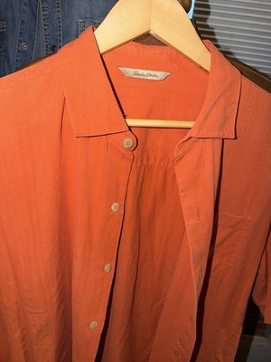 Men s Large Button Up Short Sleeve Silk Shirt