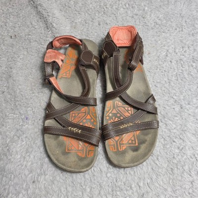 Merrell Terran Lattice II Sandal Brown Coral Leather Hiking Women 8 Good