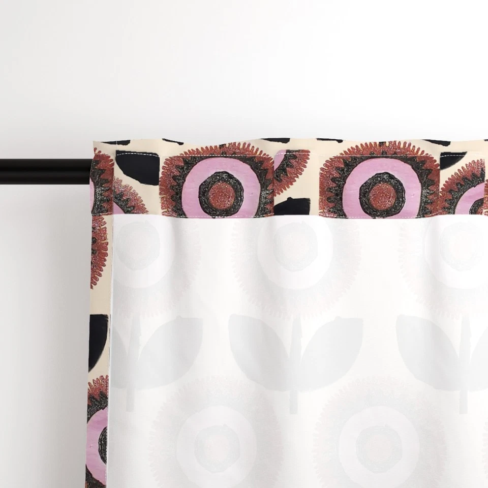 Juego de 2 paneles de cortina personalizados estampados rosa-negro Scandi flores florales Scandi Foto 3 de 4