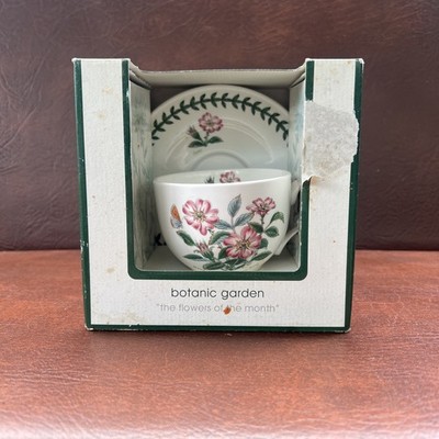 Portmerion Botanic Garden Tasse Untertasse Rosa Canina Hund Rosenmotiv Neu Verpackt 