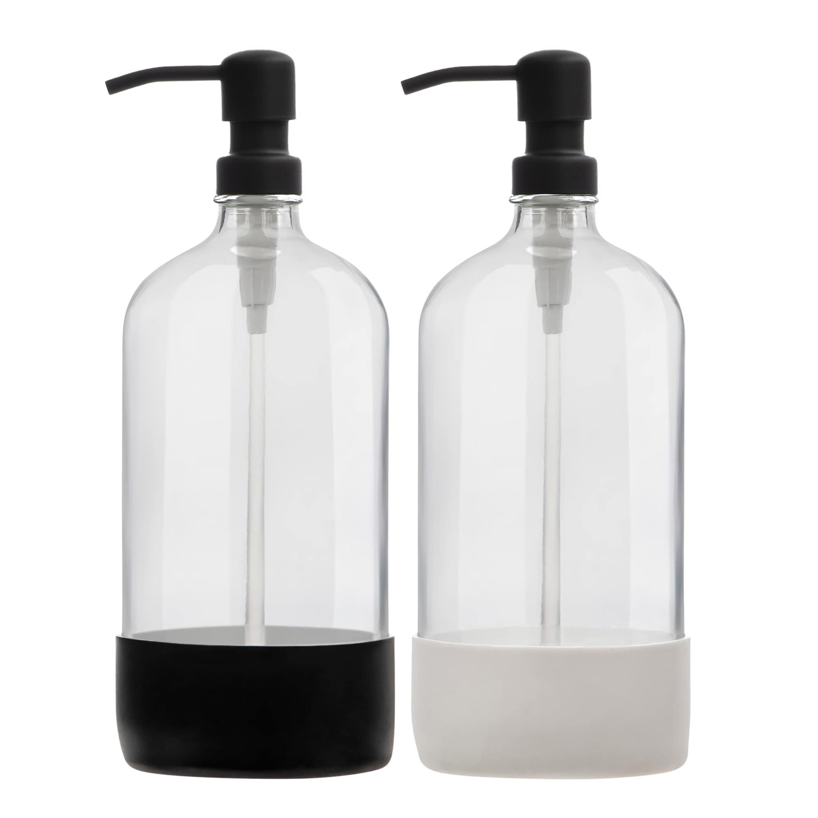 32 oz Glass Pump Bottle with Stainless Steel Pump, Funnel, a