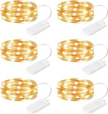 6 Pack Fairy Lights Battery Operated String Lights - 7ft 20 LED Waterproof Silve