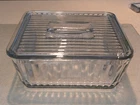 Vintage Anchor Hocking Clear 1932 Design Ribbed 9x9 Refrigerator Baking Dish+Lid
