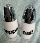 Vintage Gemco Salt and Pepper Shakers Milk Glass 1970’s EUC White Black