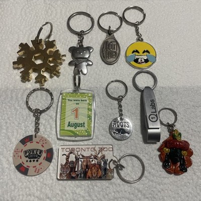 Lot 10 Vintage To New keychains Bear,poker, Snowflake,Emoji ETC￼Lot 1
