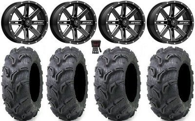 MSA Milled Boxer 14'' UTV Wheels 28'' Zilla Tires Polaris RZR Turbo S / RS1