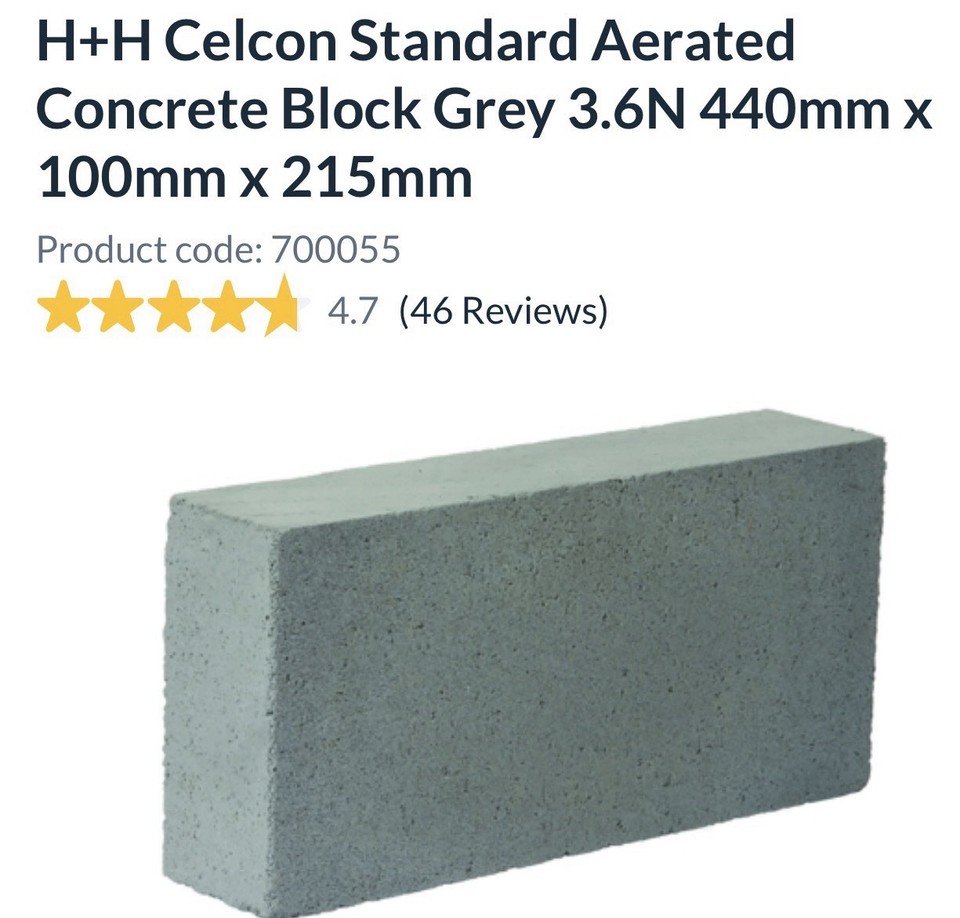Celcon / Thermalite Aerated Blocks 100mm Standard 3.6n - Pack Of 120 ...