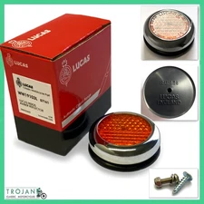 GENUINE LUCAS REFLECTOR, 2" AMBER, TRIUMPH, BSA, NORTON, 57161, RER25, 60-0691