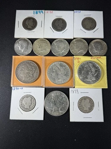 SILVERPALOOZA! 3 Morgans (1BU), 1 1924 Pc,  5 64 K 1/2s, 5 Barber Qtr 90% SILVER
