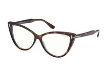 NEW TOM FORD FT5843-B 052 DARK HAVANA/CLEAR BLUE LIGHT BLOCK 56MM AUTHENTIC
