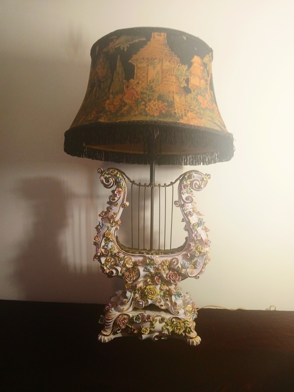 Victorian  Antique Porcelaine Table Lamp  Large 