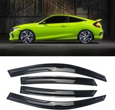 Window Visor Tape-on Side Deflectors Vent Rain Guard 2016-2020 Civic 10th 4-Door