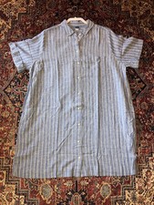 NWT Old Navy Coastal Linen Blend Blue Stripe Mini Shirt Dress Women’s XL 16 18