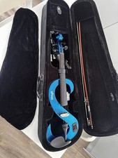 Stagg Electric Violin Outfit Blue, S-Shaped with Case, Bow, and Accessories