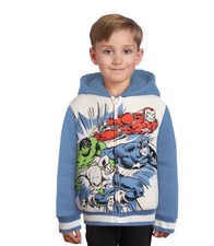 Disney Avengers Kids Zip Hoodie - Captain America, Iron Man, Hulk - Blue Plush