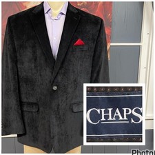 Chaps Corduroy Blazer Jacket Sport Coat Mens 50R Polyester Blend Stretch Black