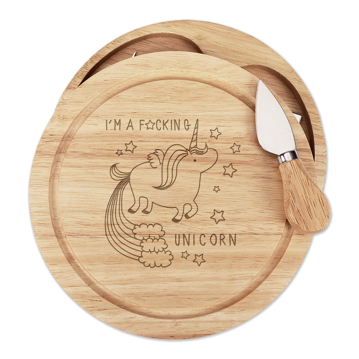 I'm A F-cking Unicorn Cheese Board Knife Set Funny Rude Joke