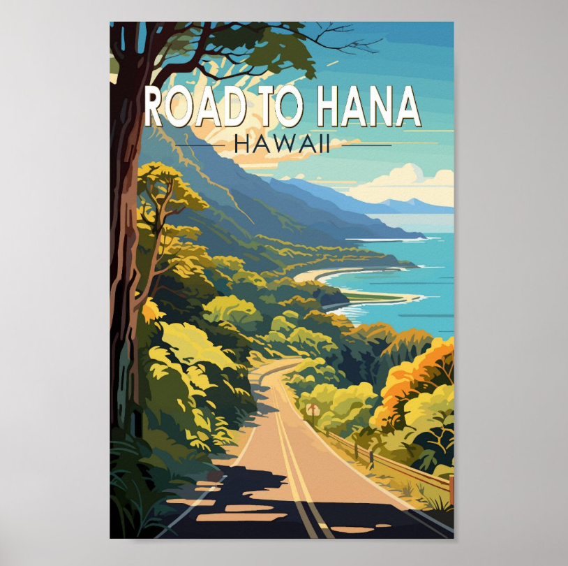 Road to Hana Maui Hawaii Travel Art Vintage Poster | eBay
