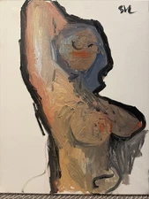 French Cubism Boudoir Interior Oil Painting Original Signed Woman 16x20 Canvas