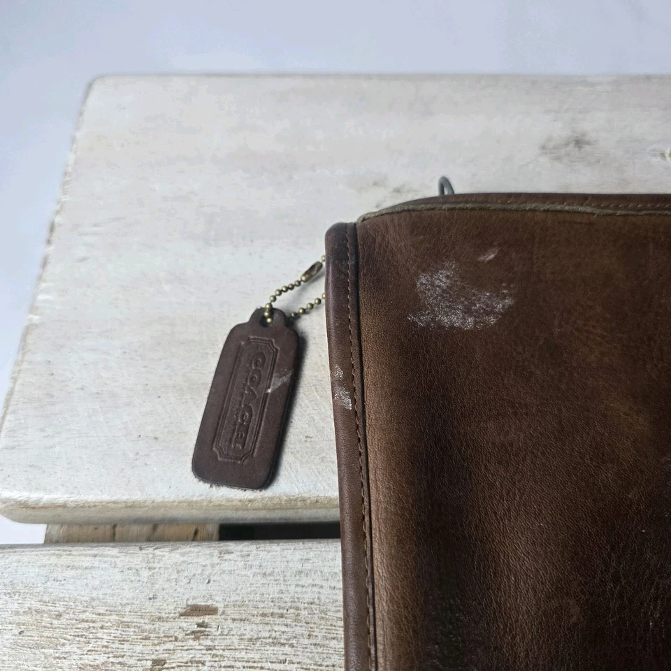 Bolso sin asas COACH vintage años 70 cremallera utilitario billetera cosmético grueso estuche RARO  Foto 2 de 4